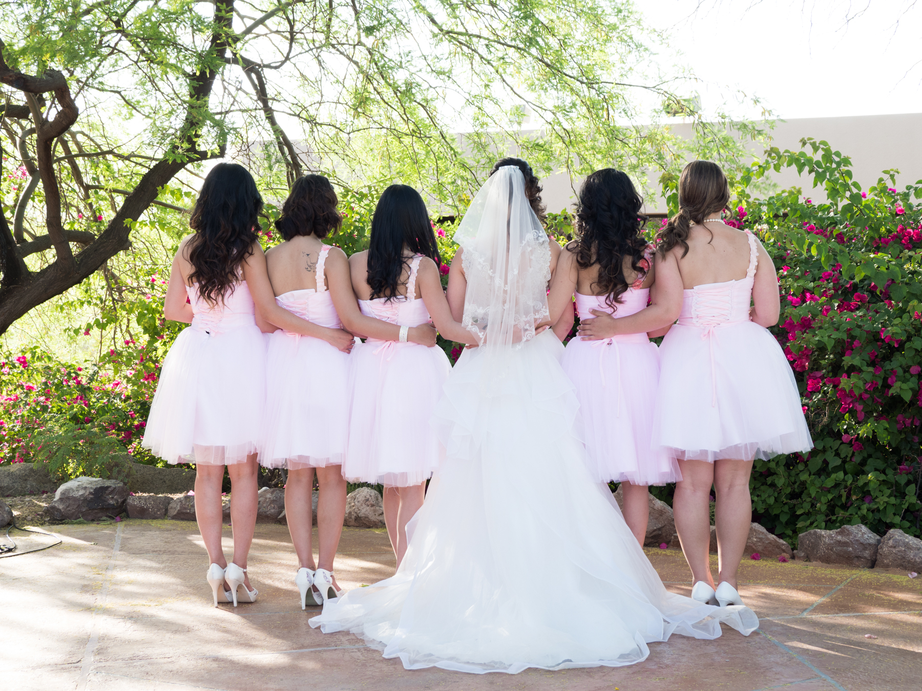 bridesmaids pink dresses