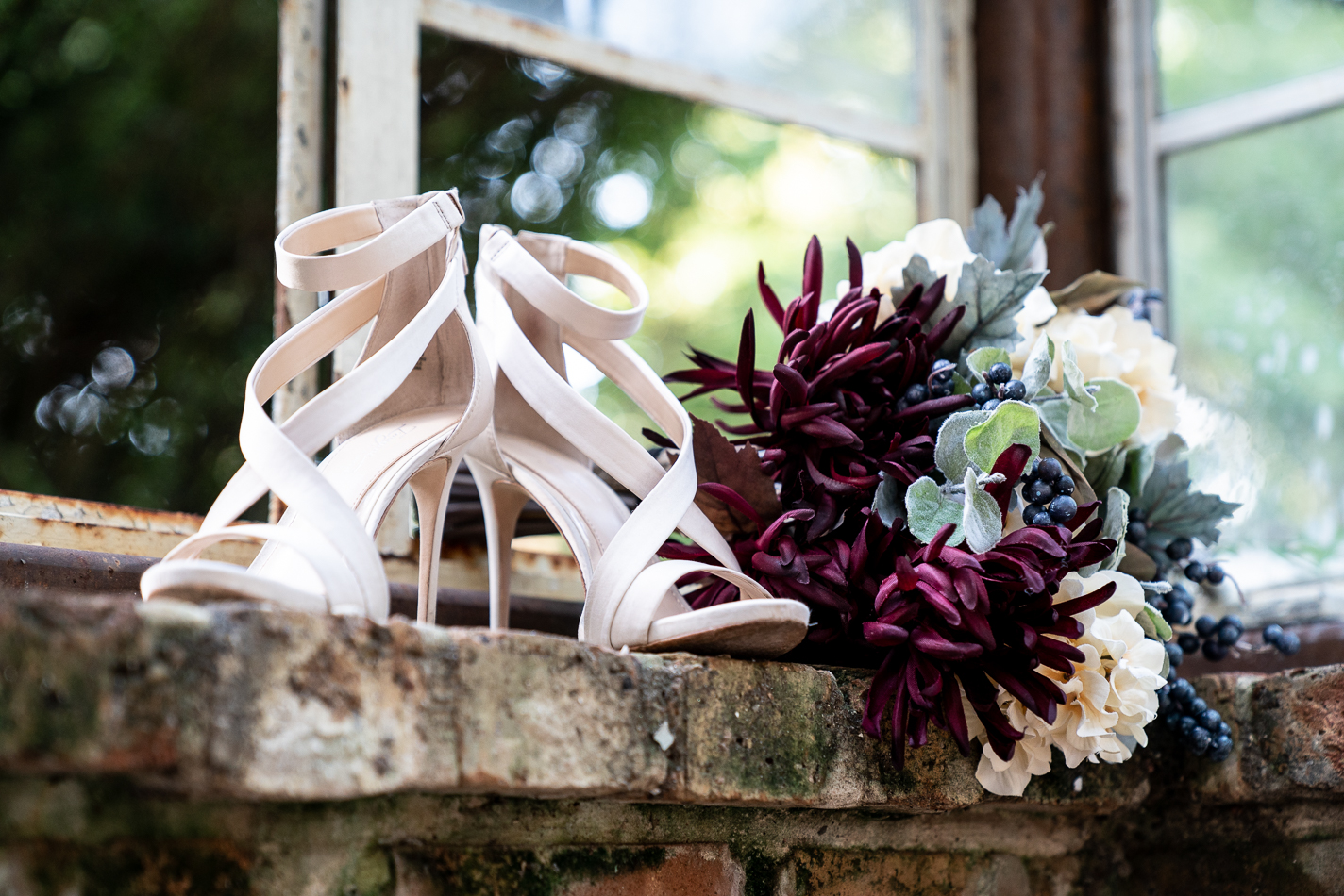 bridal shoes wedding bouquet