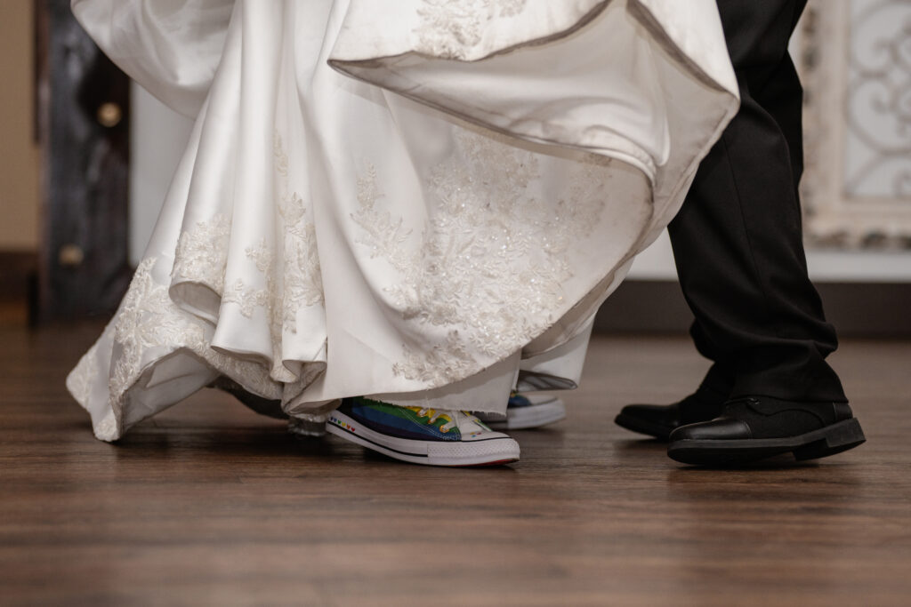 gay couple craftwood weddings manitou springs rainbow shoes first dance